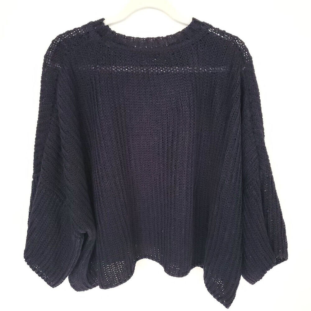 Vintage Eskandar Knit 100% Linen Sweater Womens Large Blue see through Lagenlook - Picture 2 of 16